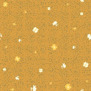 Scattered flowes seamless vector pattern on ochre Stock Illustration
