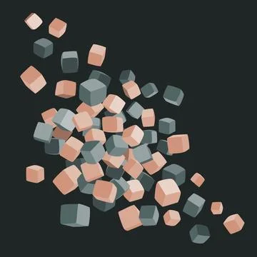 Scattered foam cubes background. Funny soft covered blocks of kids playing Stock Illustration