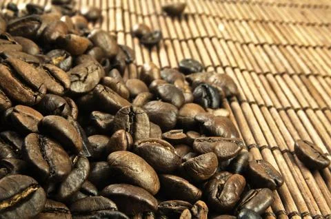 Scattered fresh coffee beans Stock Photos