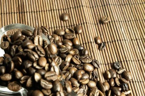 Scattered fresh coffee beans Stock Photos