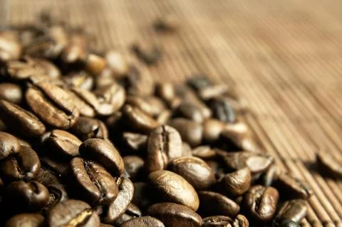 Scattered fresh coffee beans Stock Photos