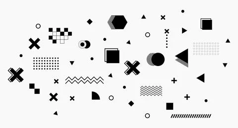 Scattered Geometric Abstract Composition Stock Illustration