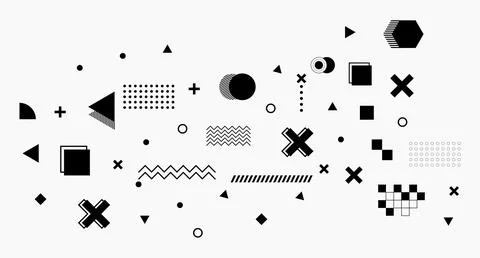 Scattered Geometric Abstract Composition Stock Illustration