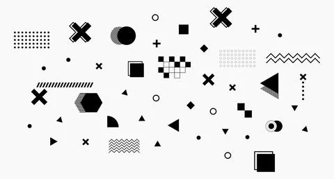 Scattered Geometric Abstract Composition Stock Illustration