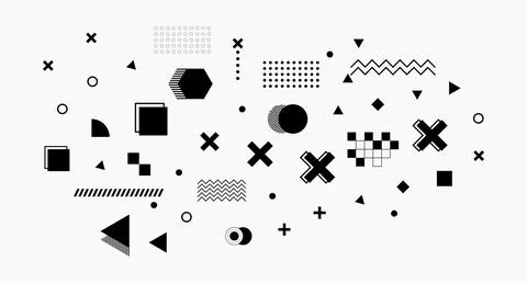 Scattered Geometric Abstract Composition Stock Illustration