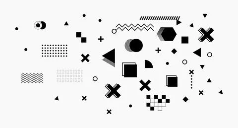 Scattered Geometric Abstract Composition Stock Illustration