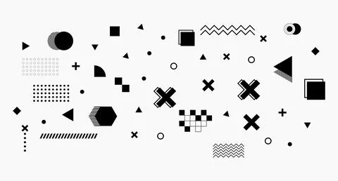 Scattered Geometric Abstract Composition Stock Illustration