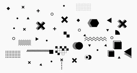 Scattered Geometric Abstract Composition Stock Illustration