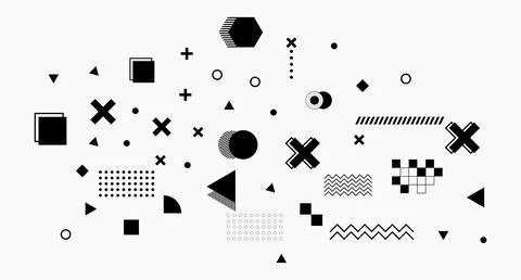 Scattered Geometric Abstract Composition Stock Illustration