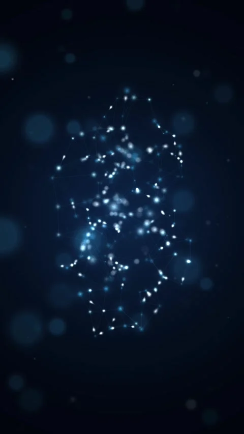 Scattered glowing nodes flicker and connect in a loose cloud, like synapses 스톡 동영상 347602536