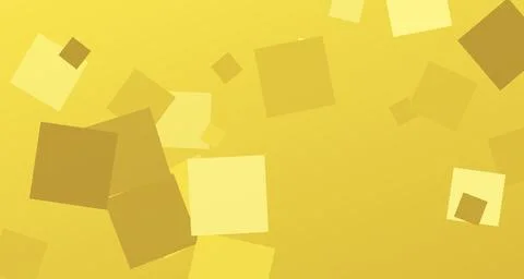 Scattered gold squares on yellow gradient background Stockillustratie
