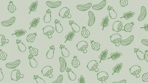 Scattered Green Outline Vegetable Pattern Background Illustration for Healt.. Video stock 320061063