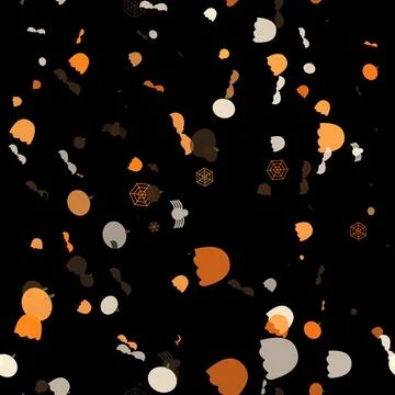 Scattered Halloween confetti with pumpkins bats and spiders on dark backgro.. Stock Illustration