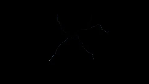 Scattered Lightning Random Multi Directional Fork VFX Overlay On Black Screen Stock Footage 339080868
