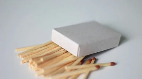 Scattered matches on a white background Stock Footage 71951543