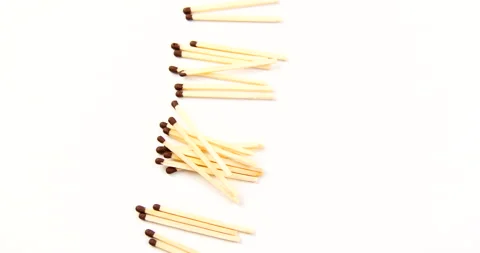 Scattered matches on a white background video 4k Stock Footage 144352480