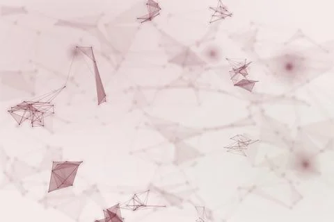 Scattered mauve nodes and translucent geometric fragments create a light, a.. Stock Illustration