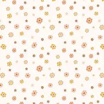 Scattered Mini Floral Seamless Pattern Retro Cute Small Flower Background Stock Illustration