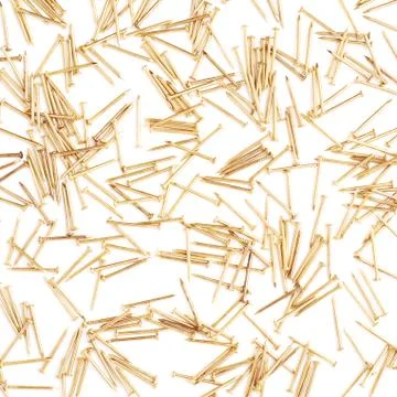 Scattered nails over surface isolated over white background Stock Photos