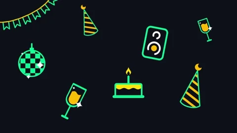 Scattered Party Elements Collage Icon Stock Footage 335592186