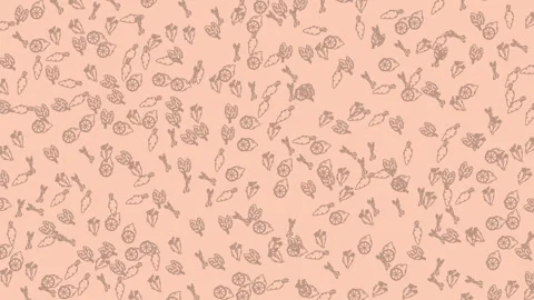 Scattered pattern of stylized eyes, bones, and leaves Stock Footage 319418065