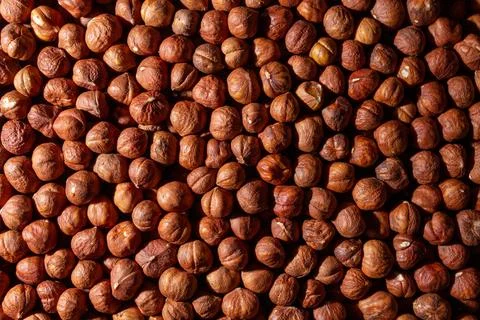 Scattered Peeled Hazelnut. Background from Hazelnuts Stock Photos