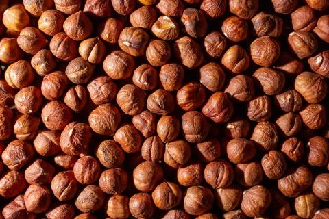 Scattered Peeled Hazelnut. Background from Hazelnuts Stock Photos