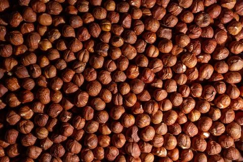 Scattered Peeled Hazelnut. Background from Hazelnuts Stock Photos