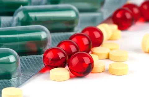 Scattered pills Stock Photos