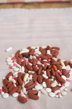 Scattered pills Stock Photos