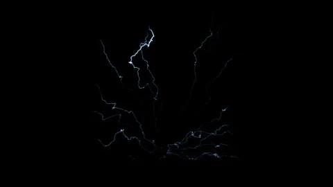 Scattered Plasma Lightning Bolts Compositing Element Against Black Background Stock Footage 337776768