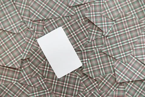 Scattered playing cards with one empty card.An empty playing card with an emp Stock Photos