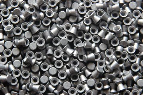 Scattered pneumatic bullet (macro, close up) Stock Photos
