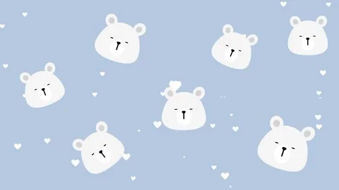 Scattered Polar Bear Pattern on Snowy Blue Background Illustration Stock Footage 336837245