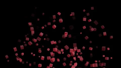 Scattered Red animated Transparent Cubes Floating on a Black Background geo.. Stock Footage 332992230