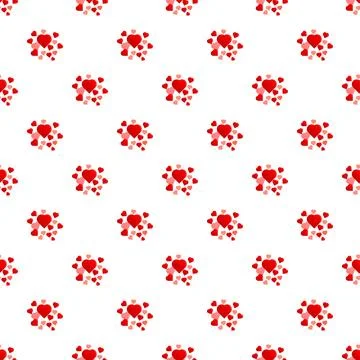 Scattered red hearts seamless pattern for love background Stock Illustration