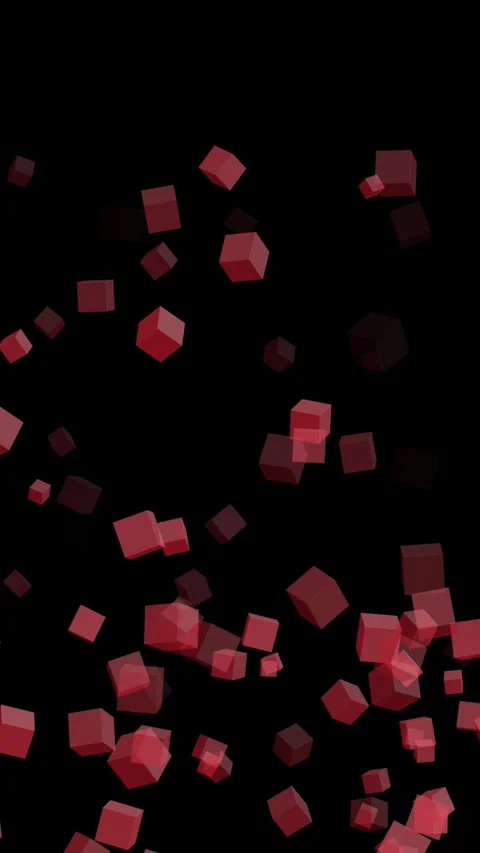 Scattered red transparent cubes on black. Scattered red cubes geometric. Sc.. Stock Footage 345962593