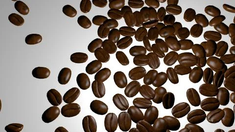 Scattered roasted coffee beans background with copy space for text Stock Photos