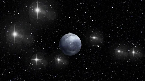 Scattered rock ice ringed planet Stock Footage 86235671