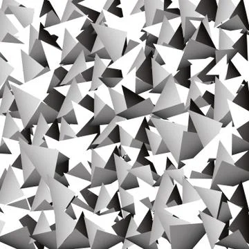 Scattered sharp, pointed triangle shapes. Grayscale abstract vector. Illustrazione stock
