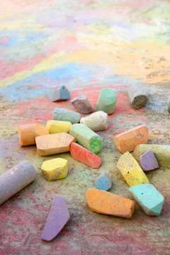 Scattered sidewalk chalk Stock Photos