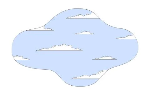 Scattered soft clouds on blue sky irregular shape doodle cartoon illustration Stock Illustration