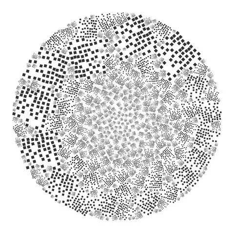 Scattered Square Particles Icon Spheric Cluster Collage Stock Illustration