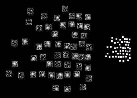 Scattered Square Particles Icon - Triangulated Mesh with Sparkles 库存插图