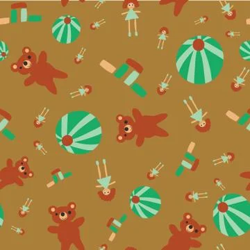 Scattered toys seamless vector pattern Stock Illustration