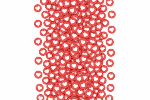 Scattered Vector Hearts Red Flat Icons Isolated On White Background Stock Illustration