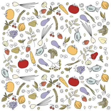 Scattered vegetables pattern Stock Illustration