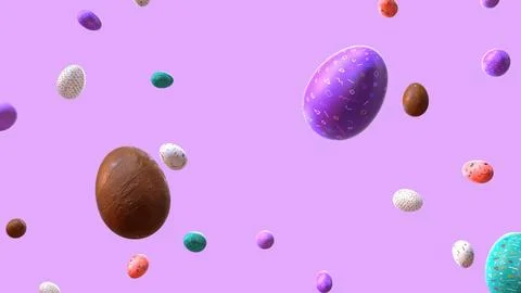 Scattered Vibrant colored Easter Eggs Illustration