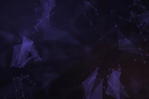 Scattered violet crystalline forms and fine connections float over a deep i.. Stock Illustration