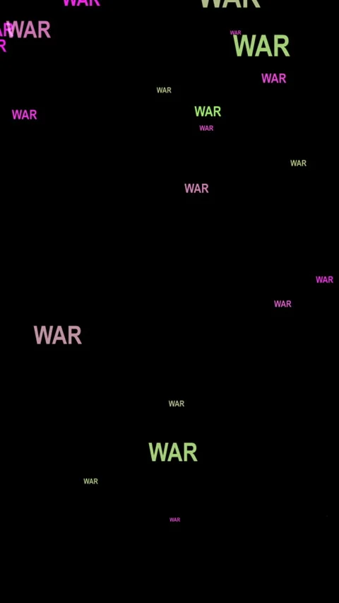 Scattered War Text On Black Background vertical video Stock Footage 337737955